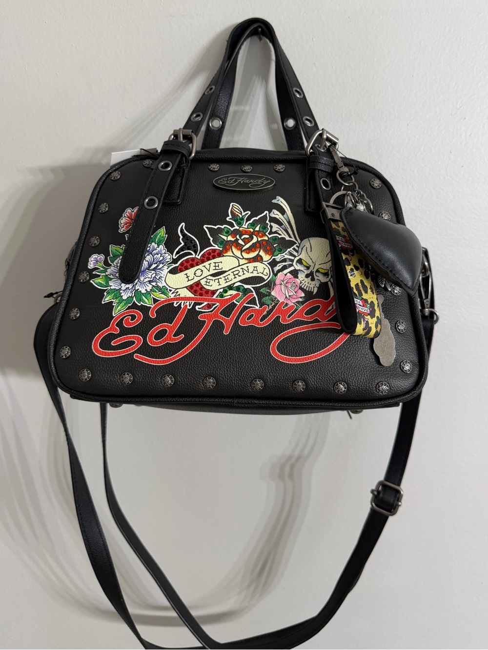 Ed Hardy "Love Eternal" Tattoo Charm Satchel Bag